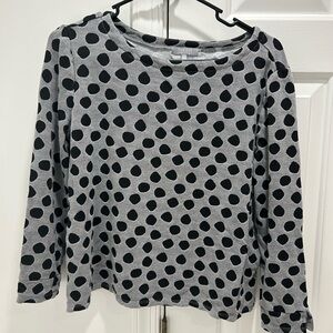 Habitat Gray Long-Sleeve Top with Black Polka Dots
